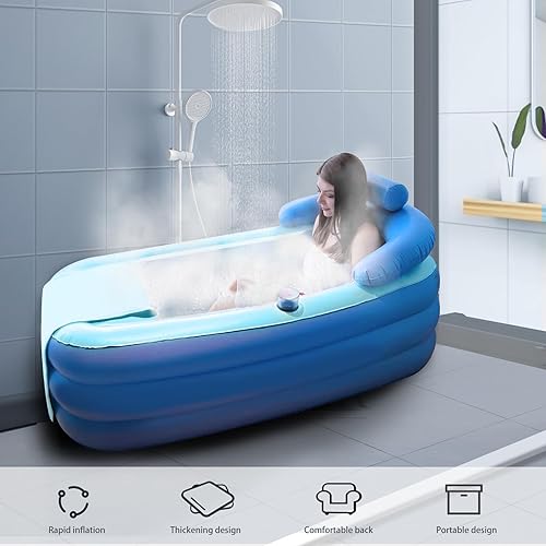 Miniatura 2 de HotMax Bañera inflable para adultos con bomba de aire eléctrica y almohada de baño para ducha, spa y apartamento, bañera plegable portátil