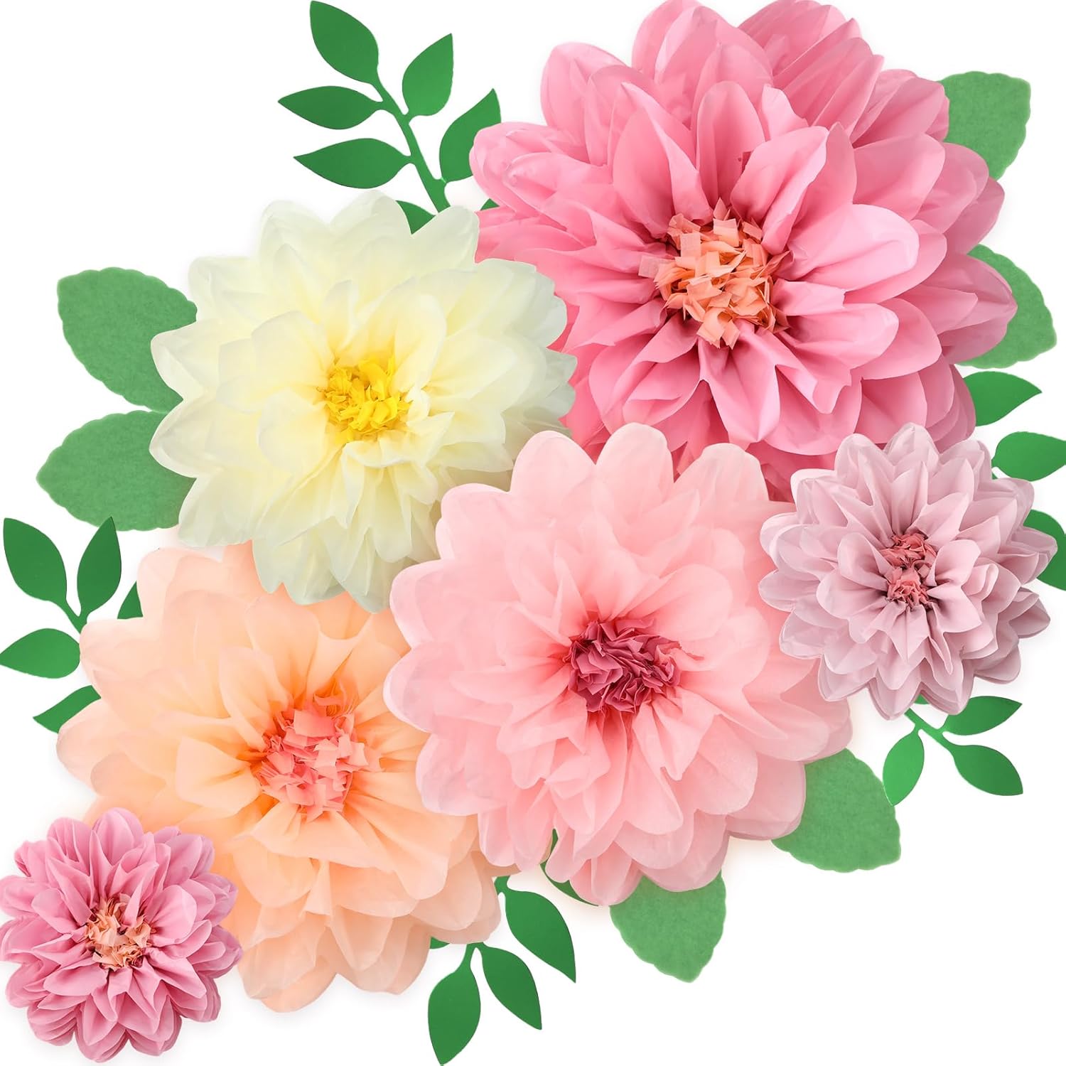 Gejoy 20 Pieces Large Colorful Tissue Paper Flowers Lilac