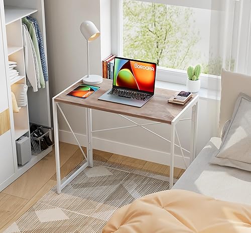 Miniatura 56 de Coavas Escritorio plegable pequeño de 39.4 pulgadas, escritorio de computadora plegable que ahorra espacio para dormitorio, oficina en casa,