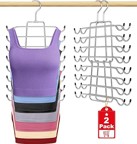 2 perchas para camisetas sin mangas, organizador de brasieres que ahorra espacio, gancho giratorio de 360, ganchos de metal plegables para organizar
