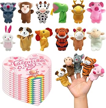 rytopt Finger Puppets, 12Pcs Animal Finger Puppets, Mini Plush Animal Assortment, Finger Family, Christmas, Party Favors, School Supplies, Valentines Day Classroom Gift Exchange