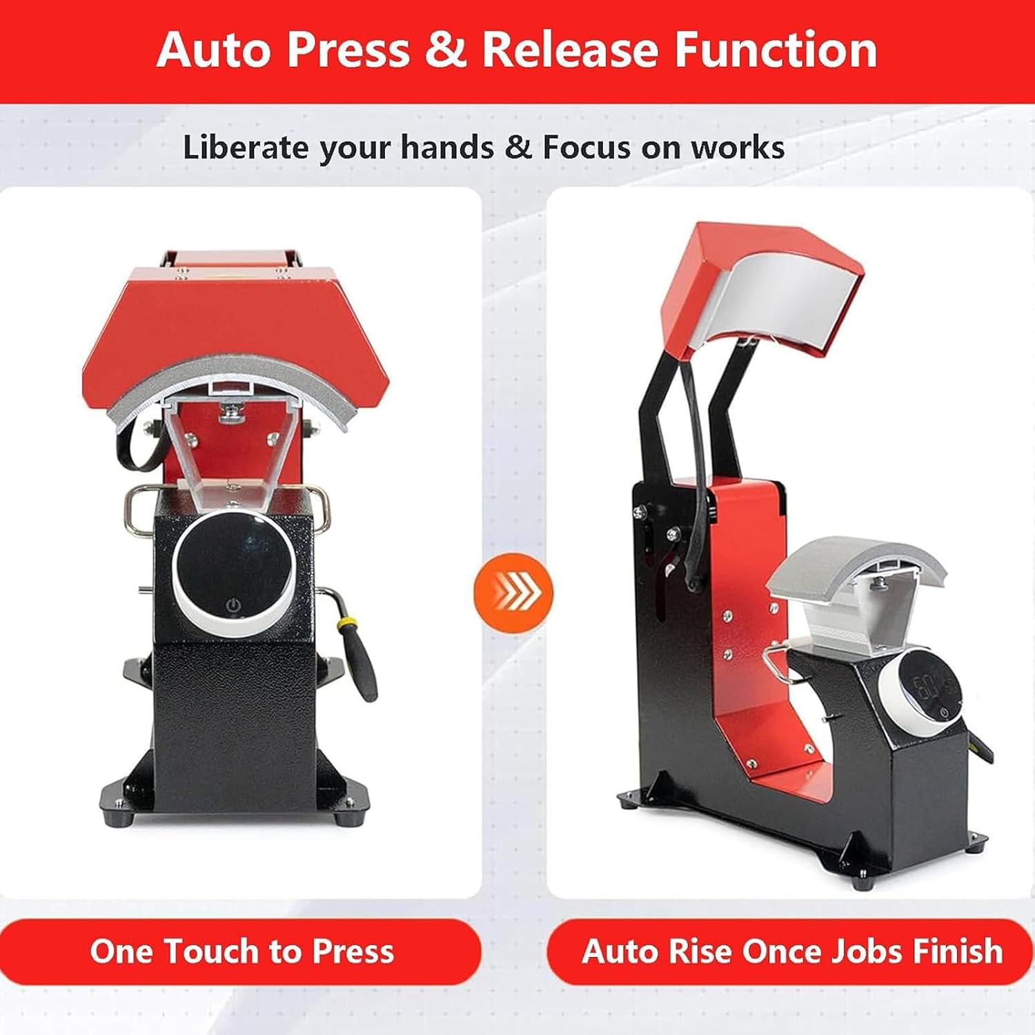 Hat Heat Press Machine 3-in-1 Automatic, Cap Sublimation Printing Machine with 3 Platens & 3 Gloves – Hot Stamping for Transfer Marks, Baseball Cap Customizing Equipment