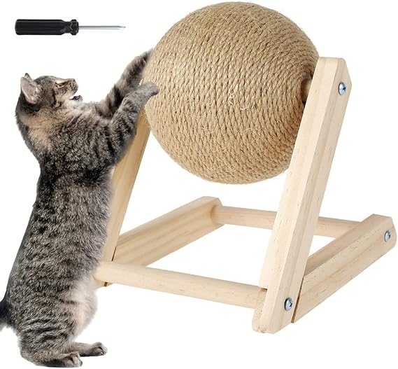 Cat Scratch Ball Solid Wooden Scratcher Pet Cat Large Sisal Ball