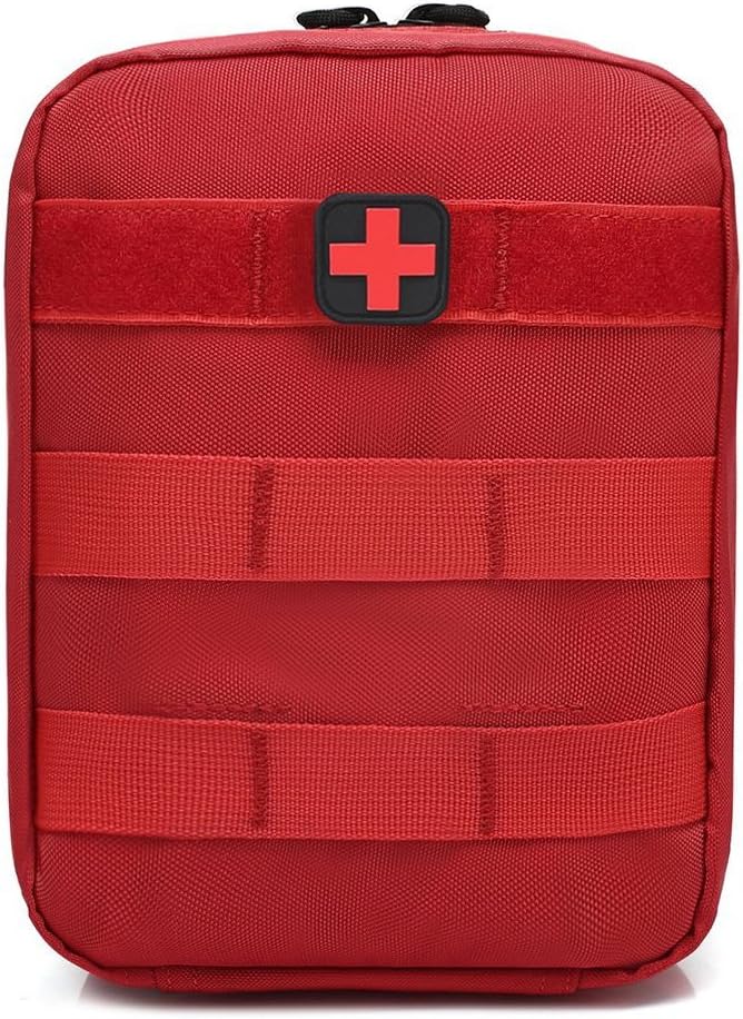 Tactical Molle EMT Medical First Aid IFAK Blowout Utility Pouch, Free Bonus First Aid Patch and Shear, Red