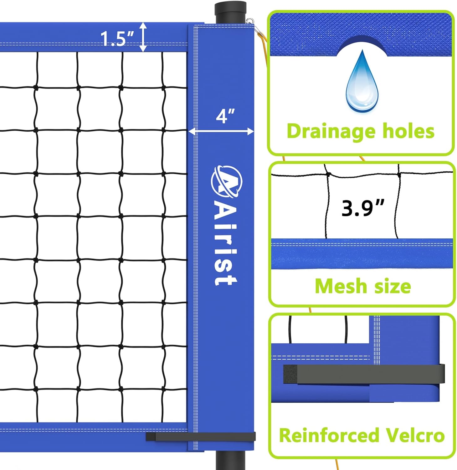 Portable Volleyball Net Set,Professional Volleyball Nets Set for Backyard and Beach,Outdoor Volleyball Net with Height Adjustable Poles,Volleyball and Carrying Bag