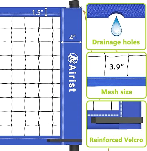 Miniatura 2 de Juego de red de voleibol portátil, juego de redes profesionales de voleibol para patio trasero y playa, red de voleibol al aire libre con postes de