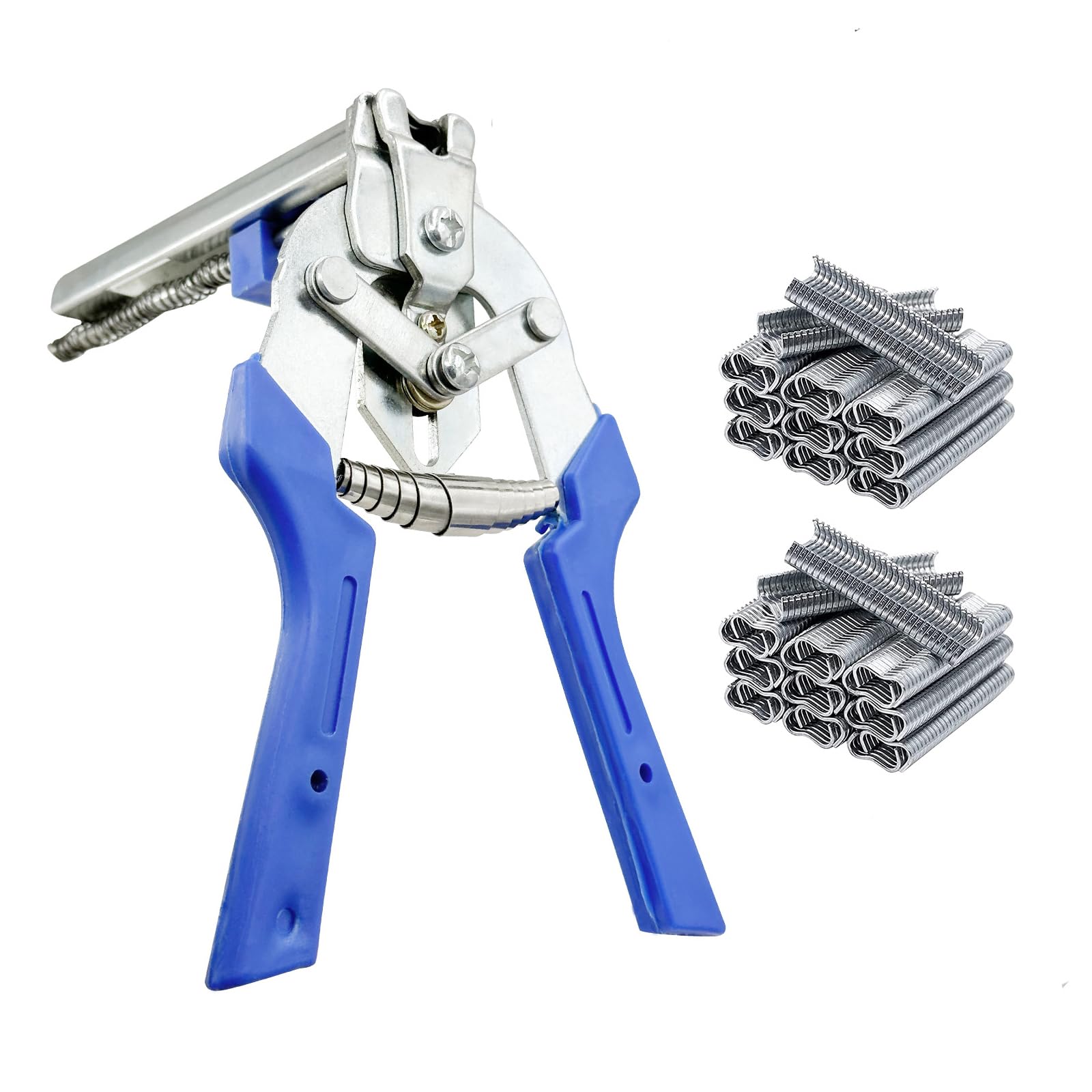 Type M Nail Ring Pliers,Multi-function Cage Clamp Hog Ring Pliers with M Clips for Fence Fastening, Upholstery Installation, Animal Cages (with