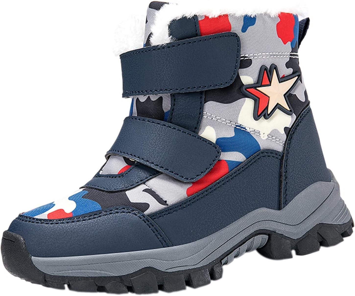 IWIHMIV Toddler Boys Winter Boots Girls Non Slip Outdoor High Top Hiking Shoes Comfortable Warm Winter Boots