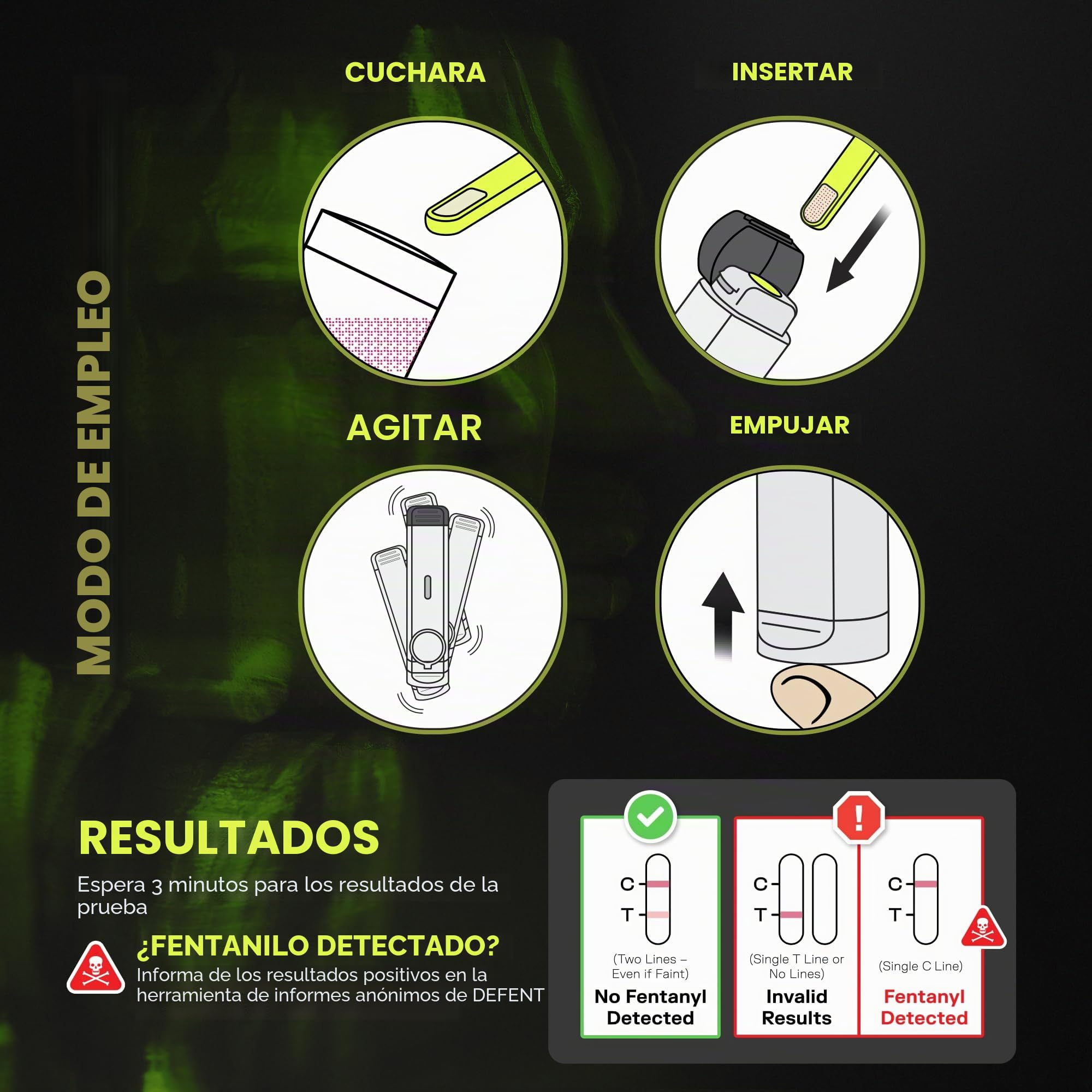 DEFENT Dispositivo de detección de fentanilo todo en uno, nuevo y mejorado, prueba de drogas portátil de un solo uso, para festivales, conciertos, fiestas, universidades, padres, uso antes de Narcan