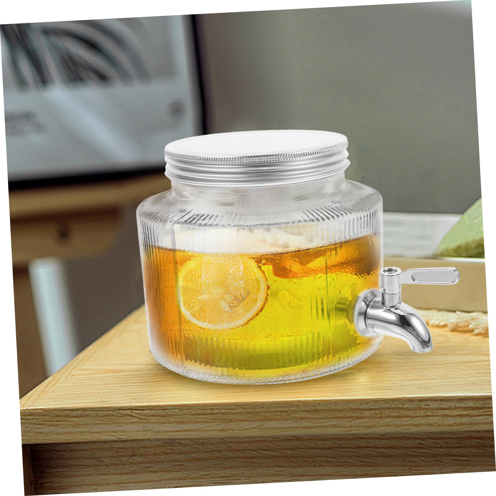 Jarra de Vidrio Grifo para Nevera, Dispensador Multiusos de 3 Litros para Agua, Vino y Bebidas Frías, Diseño Minimalista para Reuniones y Uso en Casa