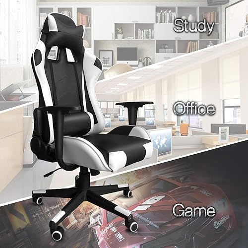 Miniatura 121 de Modern-Depo Black Virgo Zodiac - Silla de juegos con diseño ergonómico, giratorio y reclinable ajustable, capacidad de carga de 330 libras Virgo