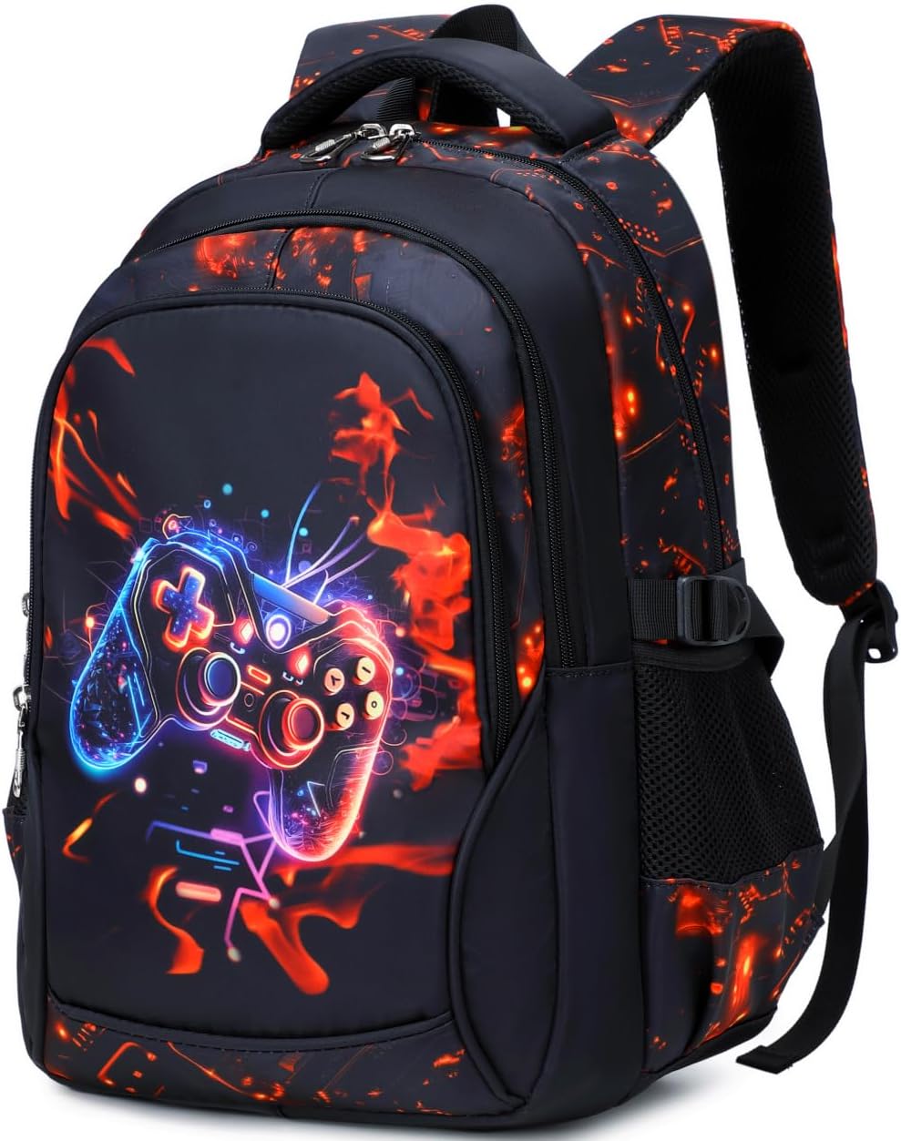Boys Backpack For Elementary Middle Kids School Bookbag Waterproof School Bags 18 Inch (2-Red Game)