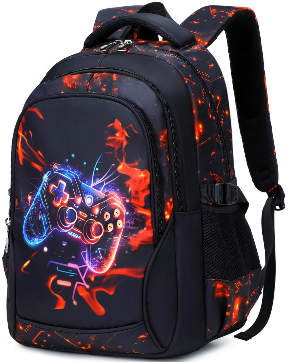 Boys Backpack For Elementary Middle Kids School Bookbag Waterproof School Bags 18 Inch 2-Red Game