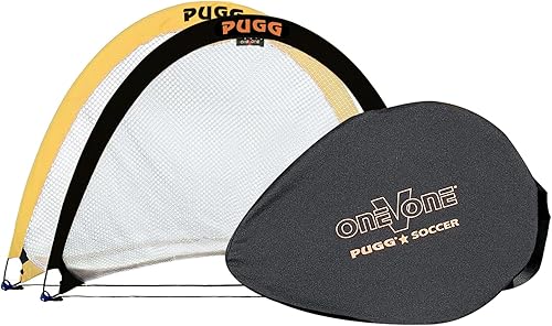 PUGG Pop Up Soccer Goal, Portable Training Football Knitted Poly Net Equipment, The Original Pickup Game Goal, Includes Two Goals & Bag