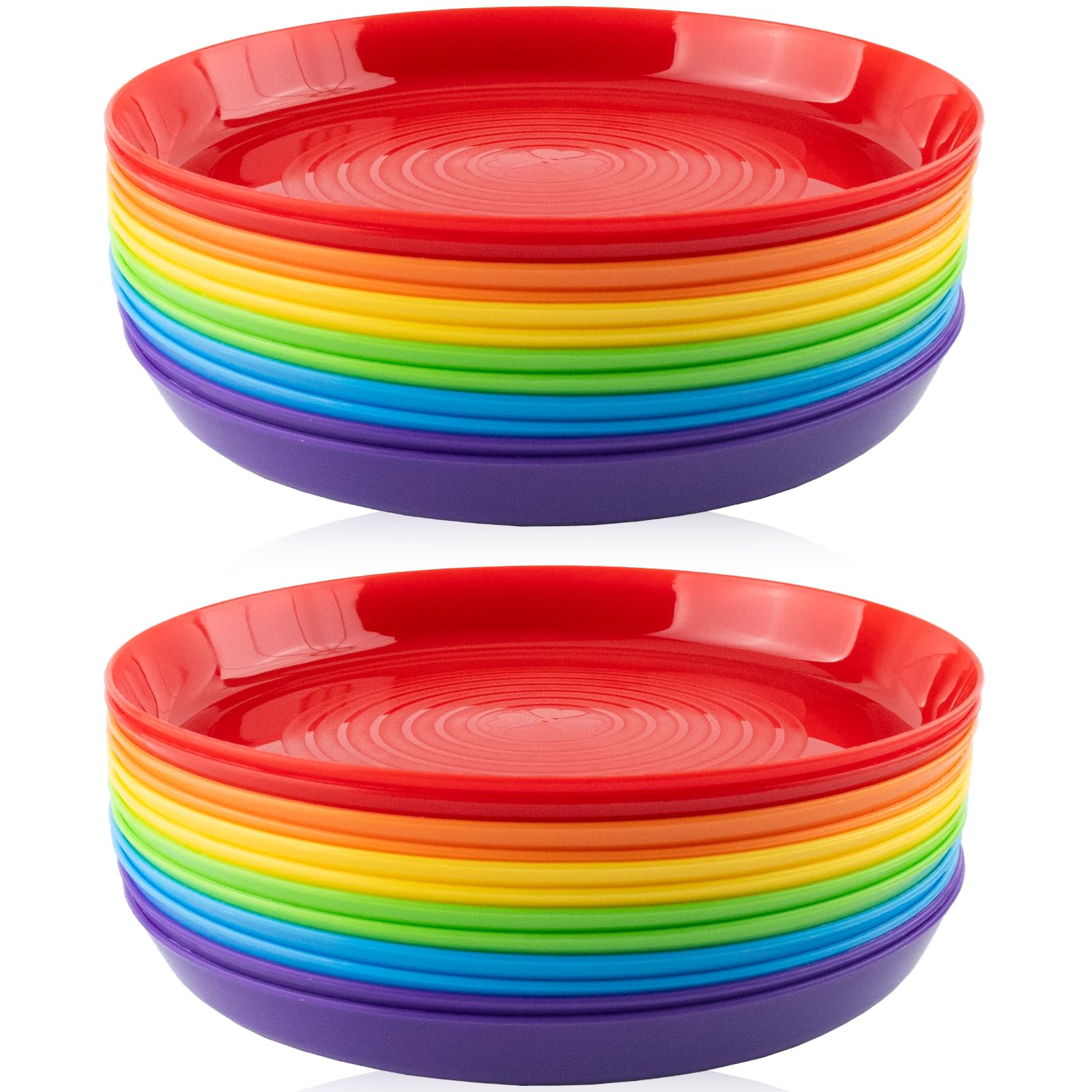 24 Stück Kunststoffteller, 17,8 cm, bunte Speiseteller, BPA-frei, wiederverwendbar, kleiner Snack-Salat für Grillen, Reisen, Veranstaltungen, spülmaschinenfest, 6 Farben