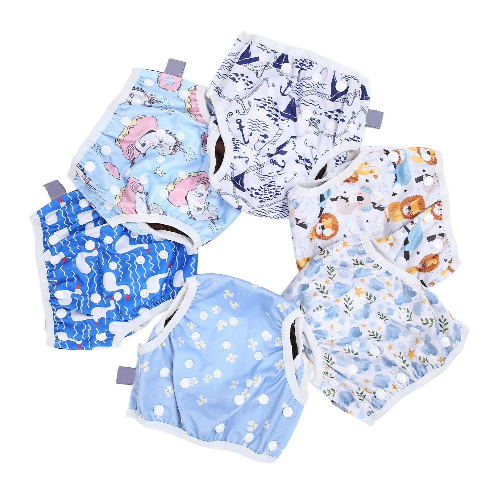Baby-Schwimmwindeln, wiederverwendbar, wasserdicht, Schwimmwindeln, atmungsaktiv, waschbar, Stoffwindeln für Kleinkinder, Pool, Strand, 6 Stück, niedliche bedruckte Muster, freie