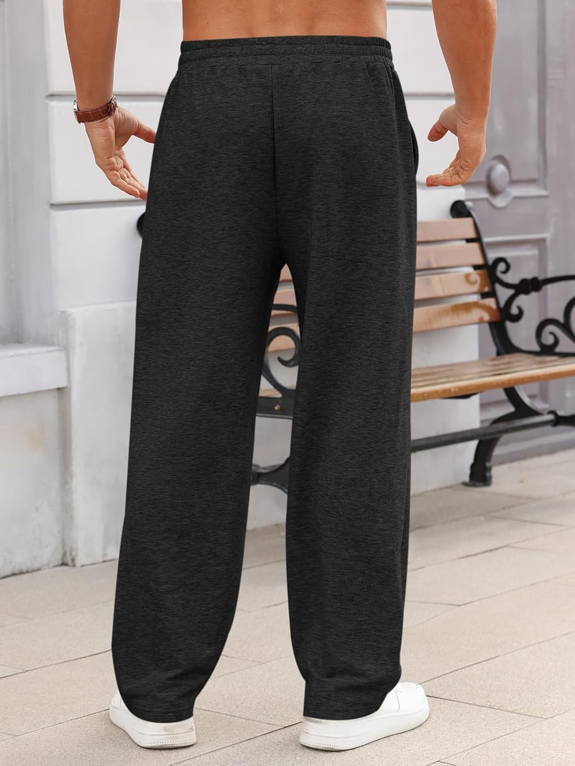 Runcati Mens Casual Sweatpants Open Bottom Lounge Pants Straight Leg Jogger Pants with Pockets - Image 4