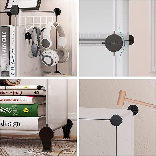 Miniatura 5 de DINMO Organizador de almacenamiento de 6 cubos, estantería, estante de exhibición con mazo de madera, almacenamiento de gabinete para niños,