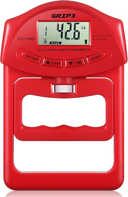 Dinamómetro de mano digital Medidor de medición de fuerza de agarre Captura automática Potencia de agarre manual electrónico 198 lb / 90 kg