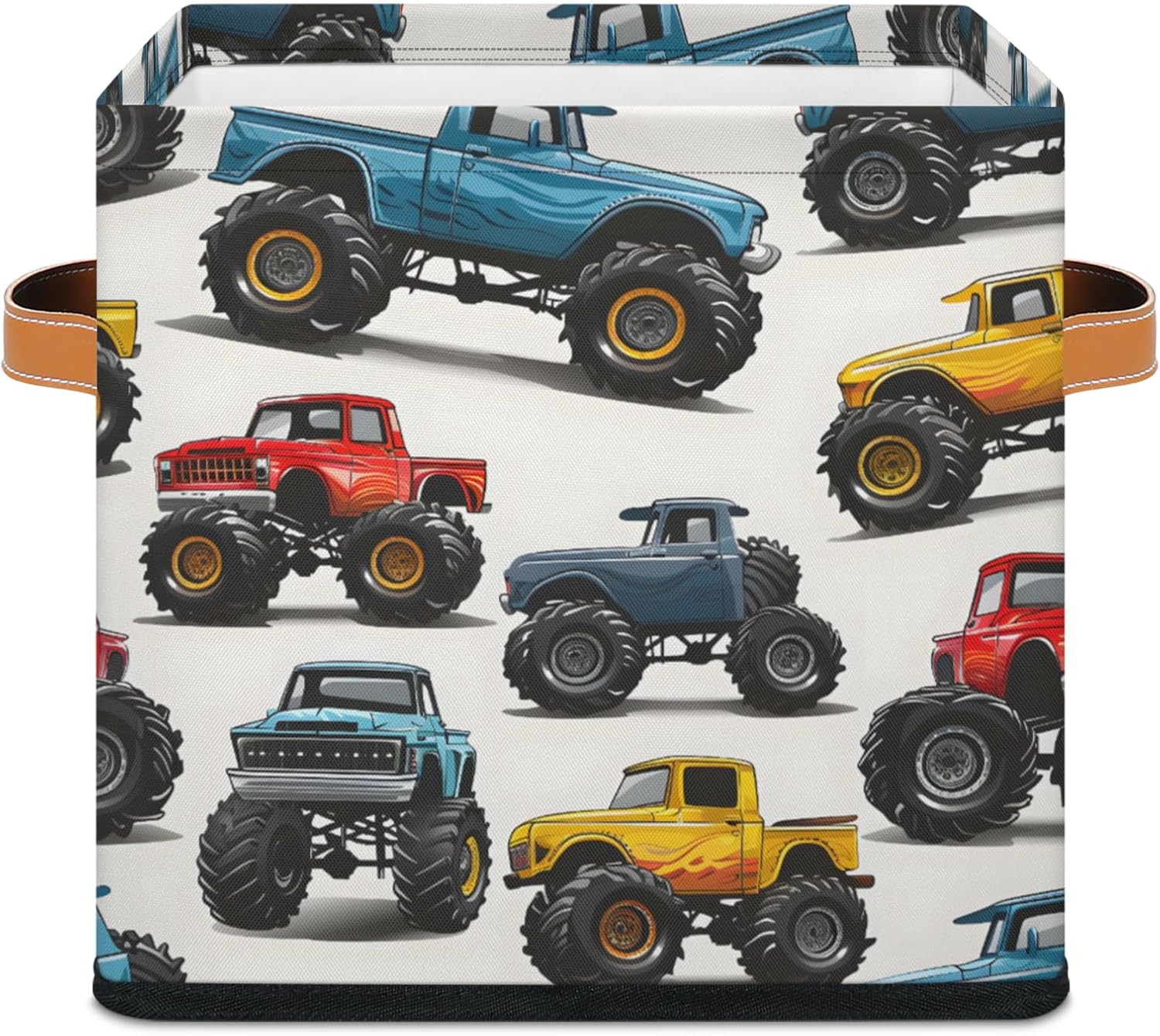 Monster Truck Cube Storage Bin 11 x 11 x 11, 2 Pack Collapsible Fabric Storage Bin, Foldable Cube Baskets for Shelf, Closet, Organizer