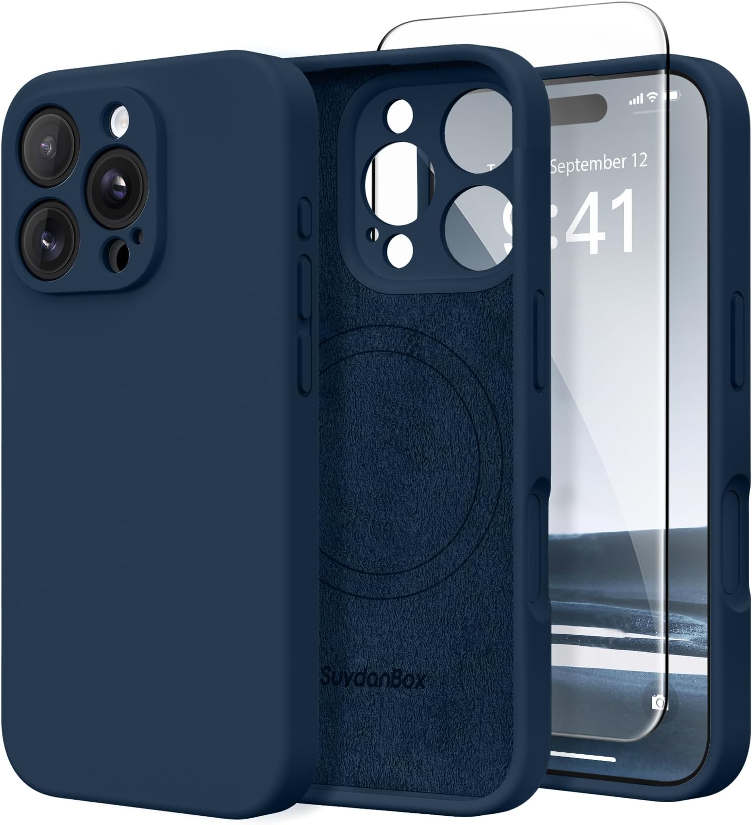Magnetic for iPhone 16 Pro Max Case, Compatible with MagSafe, [Full Camera Protection][Screen Protector] Silicone Shockproof Protective Phone Case for iPhone 16 Pro Max 6.9", Cobalt Blue