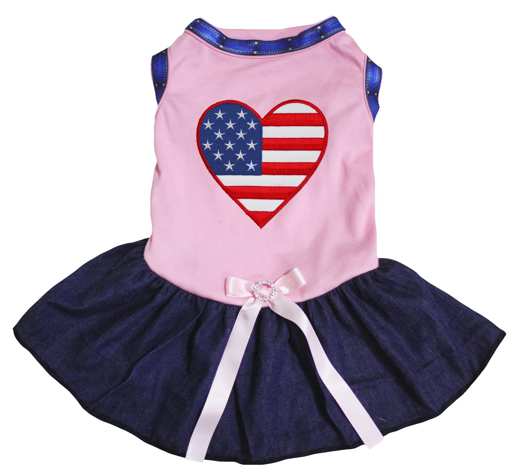 Robe pour chien XXL rose et marine USA Heart idéale pour balades et fêtes
