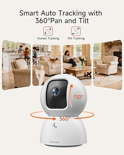 Miniatura 6 de Paquete de 2 cámaras de seguridad inteligentes 3K para interiores con tarjeta SD de 64 GB, sin tarifa mensual, vista de 360, visión nocturna a
