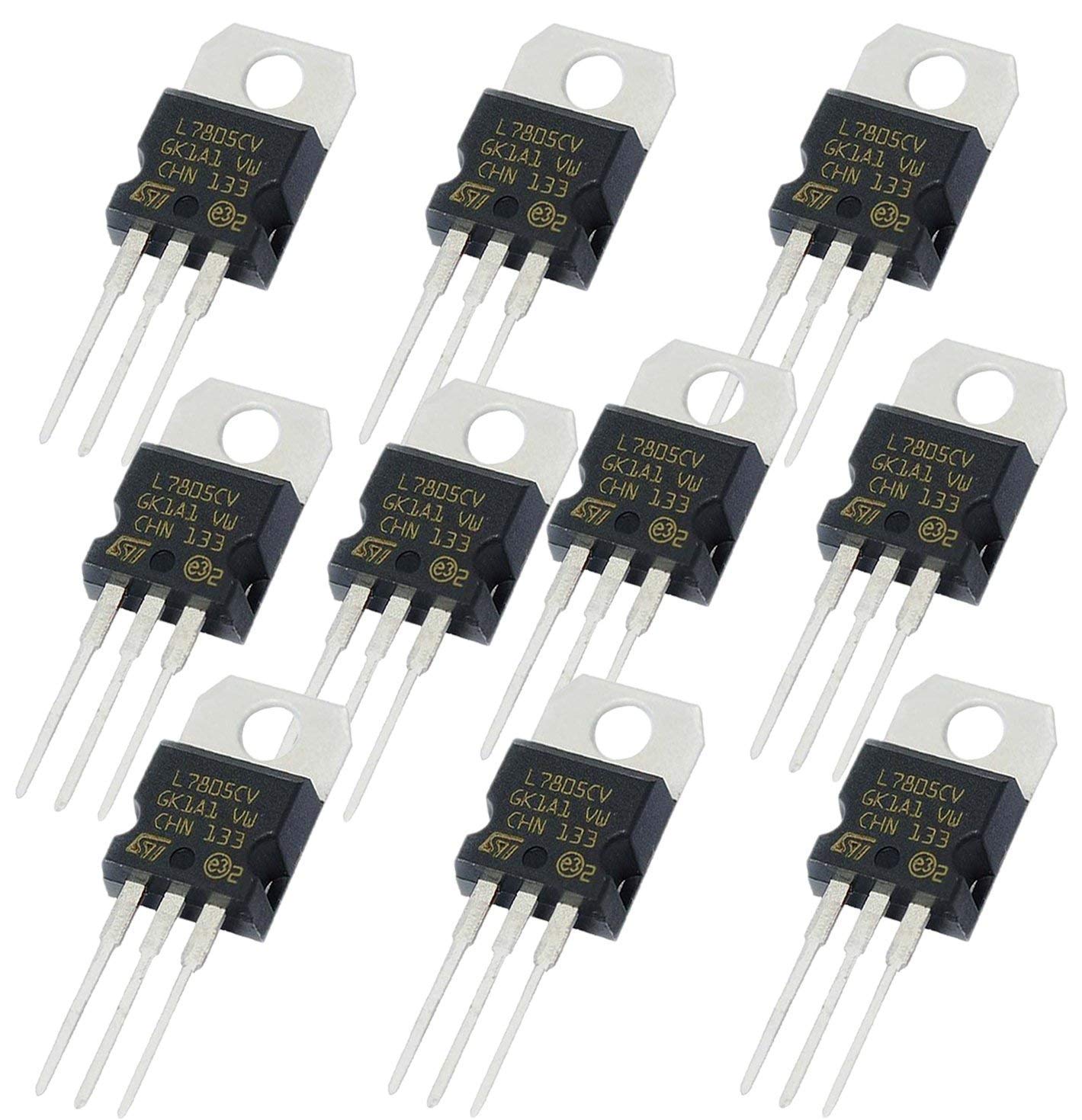 STMicroelectronics L7805CV L7805 Positive Voltage Regulator ICs Output 5v TO-220 12 Pack