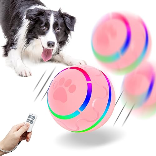 IFurffy Pelota para mascotas Peppy para perros con control remoto, juguete interactivo para perros con luces LED de flash para razas pequeñas,