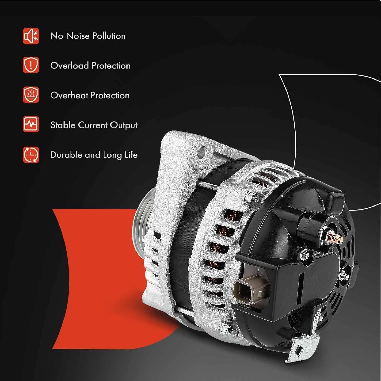A-Premium Alternator Compatible with Honda & Acura Vehicles - Accord 2008-2012 L4 2.4L, TSX 2009-2014 L4 2.4L - 12V 130Amp CW 7-Groove Pulley, Replace# 104210-5890, 31100-R40-A01, 06311-R50-505RM