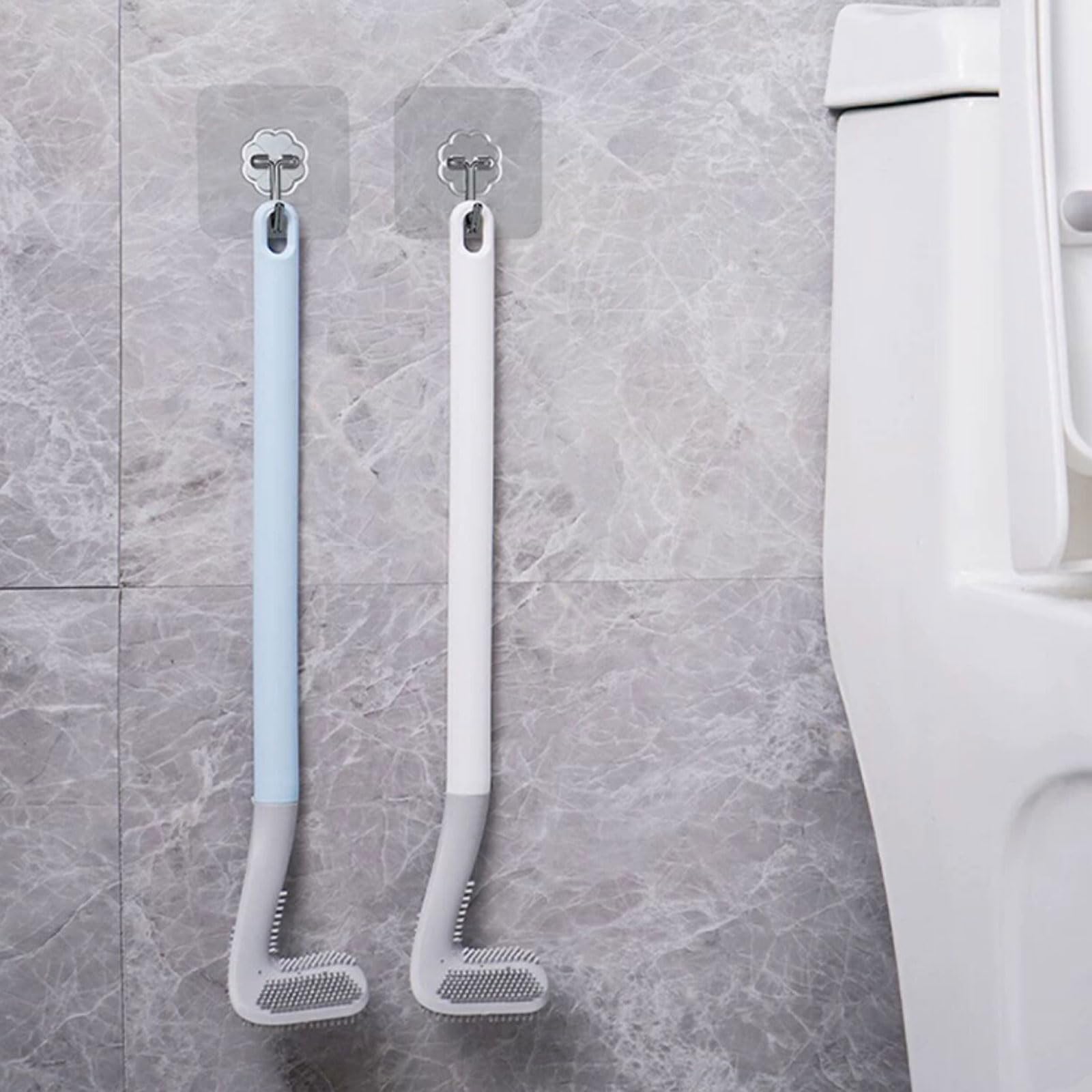 Scopino per WC in Silicone con Supporto, Testa Piatta, Set Flessibile da Montare a Parete per Una Facile Pulizia e Strumento igienico per Il Bagno, Soluzione salvaspazio