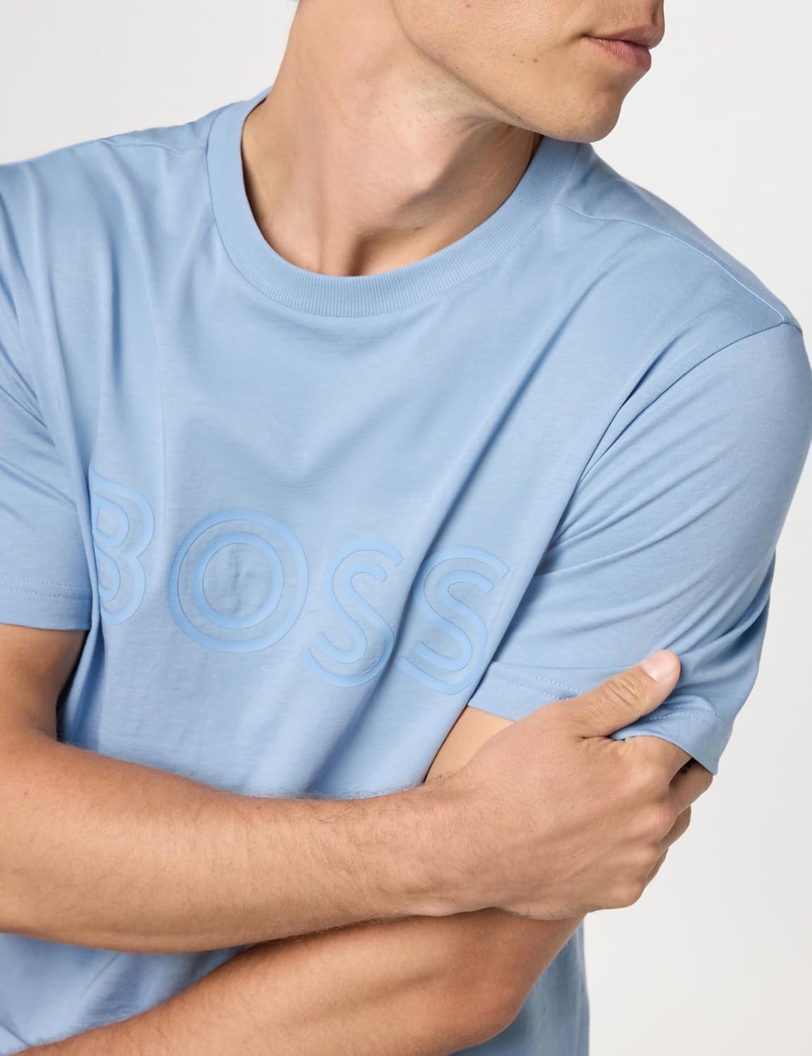 BOSS Mens Outlined Logo Crew Neck T-Shirt - Image 5