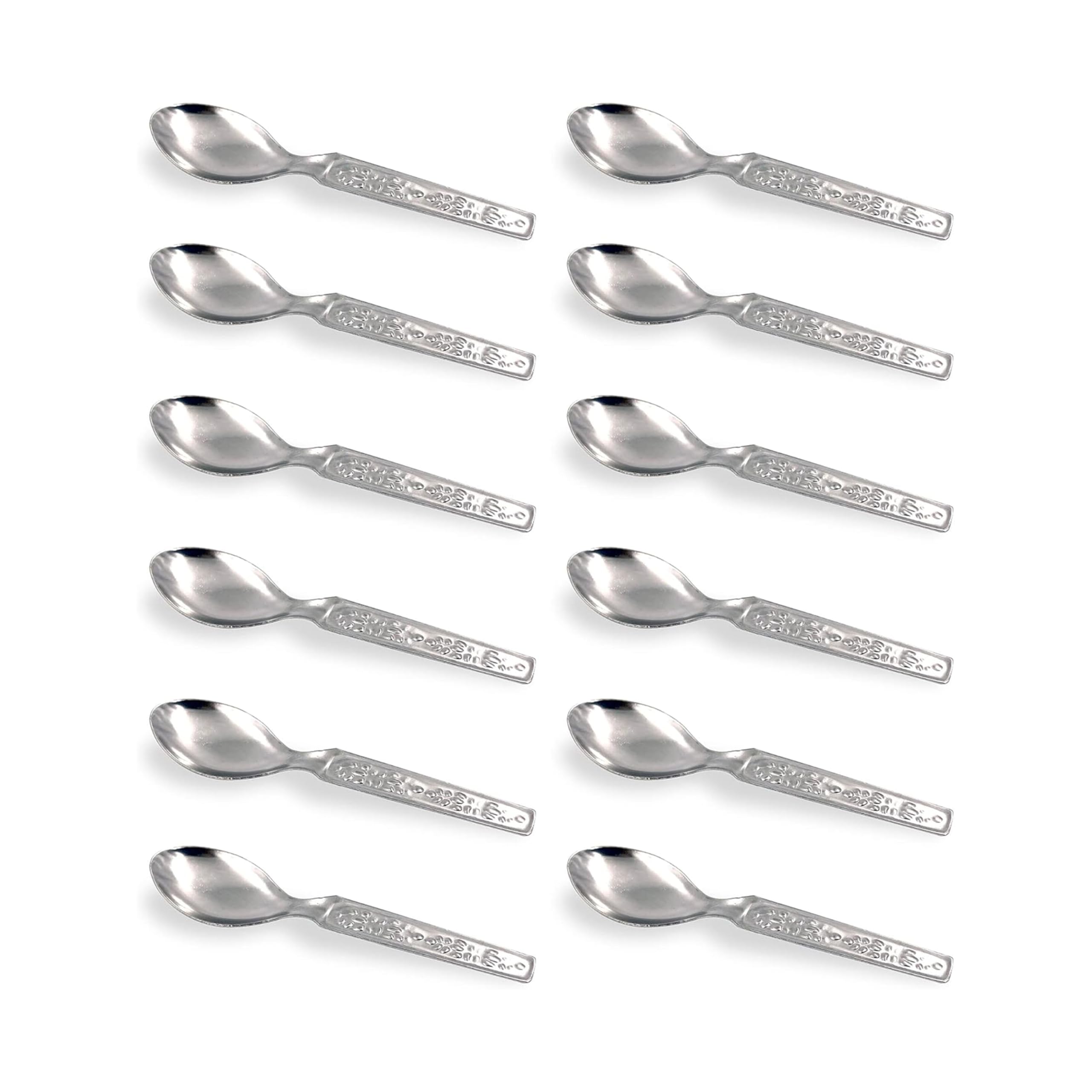 Kitchen Expert - Stainless Steel Masala Spoons | Mini Spoons for Tea/Sugar | Spices Spoon for Kitchen | for Small Containers | Spoon for Masala Dabba | 12 Pieces | 3.5-Inch | Silver Color