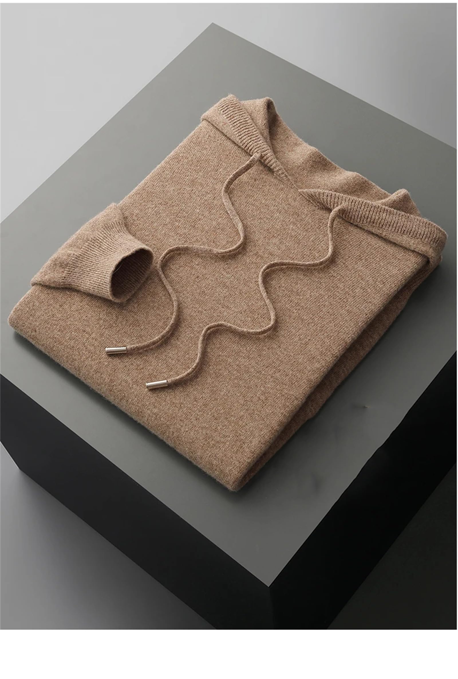 Maglione con cappuccio lavorato a maglia senza cuciture per uomo inverno casual caldo coreano lana merino felpa con cappuccio pullover