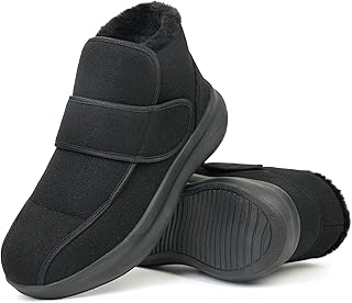 ORTOREX Men Diabetic Shoes Warm Winter Walking Booties Snow Boots for Swollen Feet