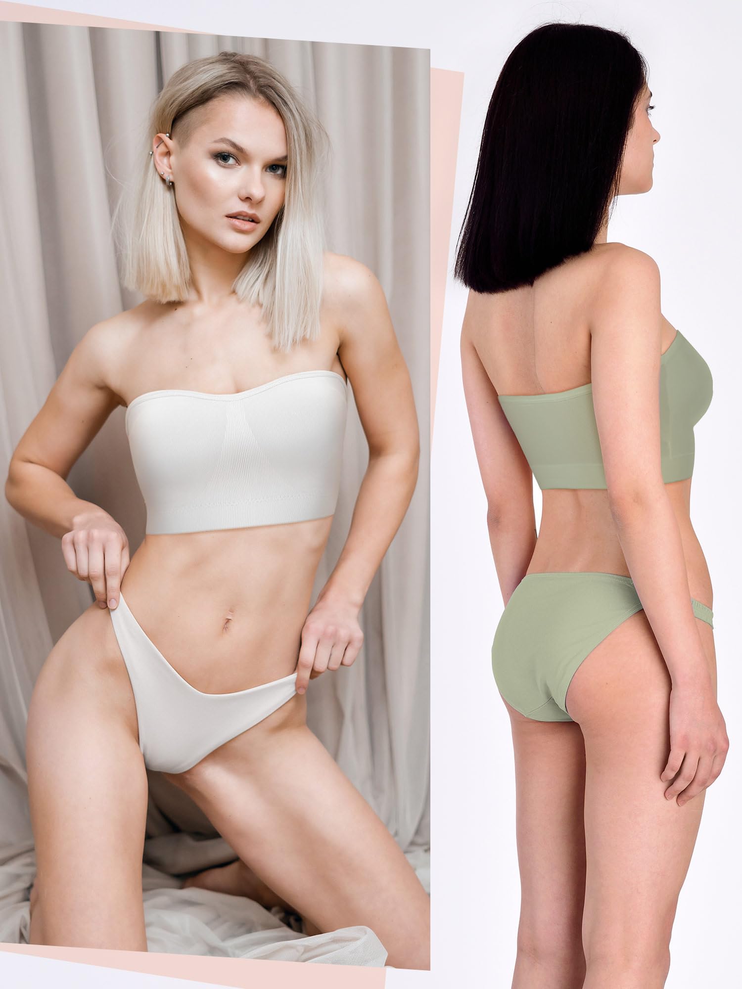 Geyoga 8 Sujetadores sin Tirantes Bandeau con Forro Antideslizante Acolchado Sostén Top de Tubo para Mujer Niña