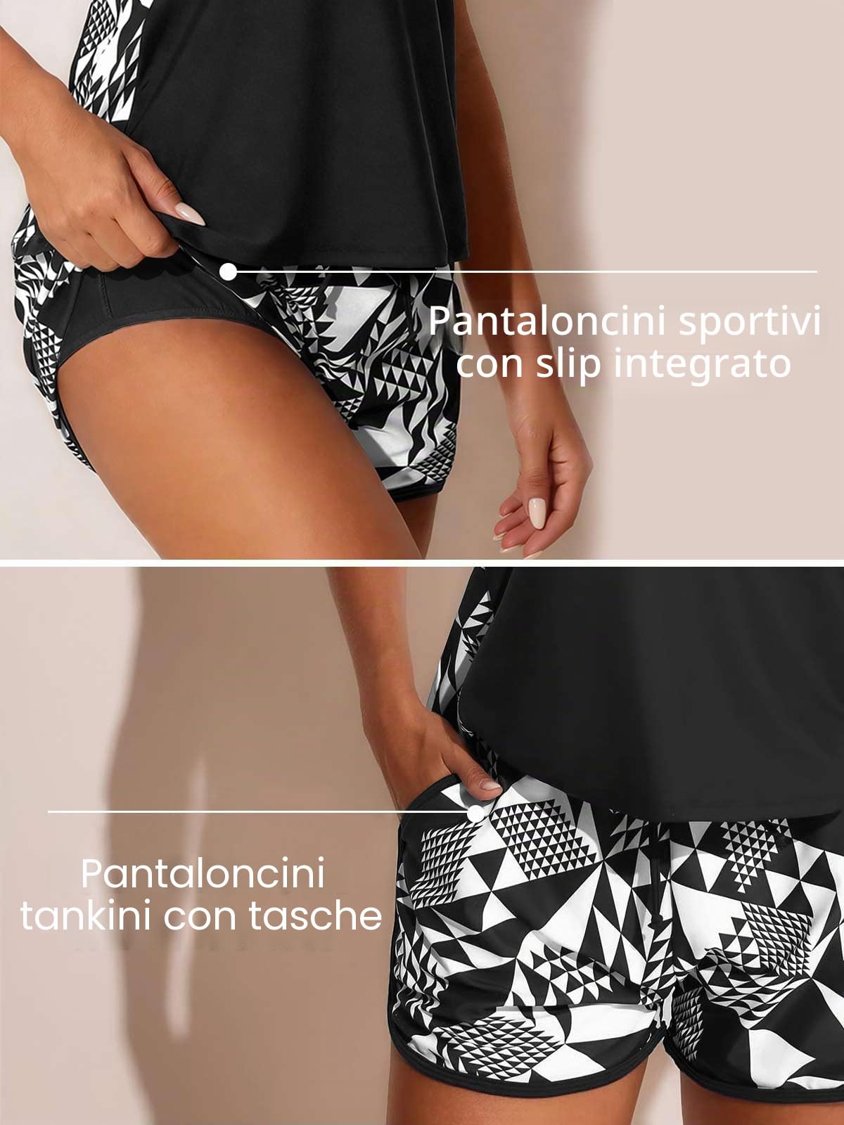 CheChury Tankini da Donna Set Due Pezzi Costume da Bagno a Vita Alta Scollo a U Imbottito Reggiseno Sexy Push up Costumi Mare Floreale Tankini Tops Pantaloncini Donna Beachwear Swimwear Spiaggia