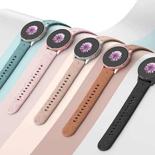 Miniatura 6 de Correas con grabado floral compatibles con Samsung Galaxy Watch 65Watch 4 de 1.575 in y 1.732 in para mujer, Samsung Galaxy Watch 5 Pro de 1.772