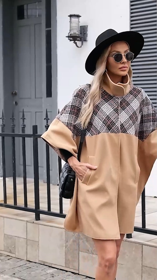 Tankaneo Womens Oversized Cape Pea Coat
