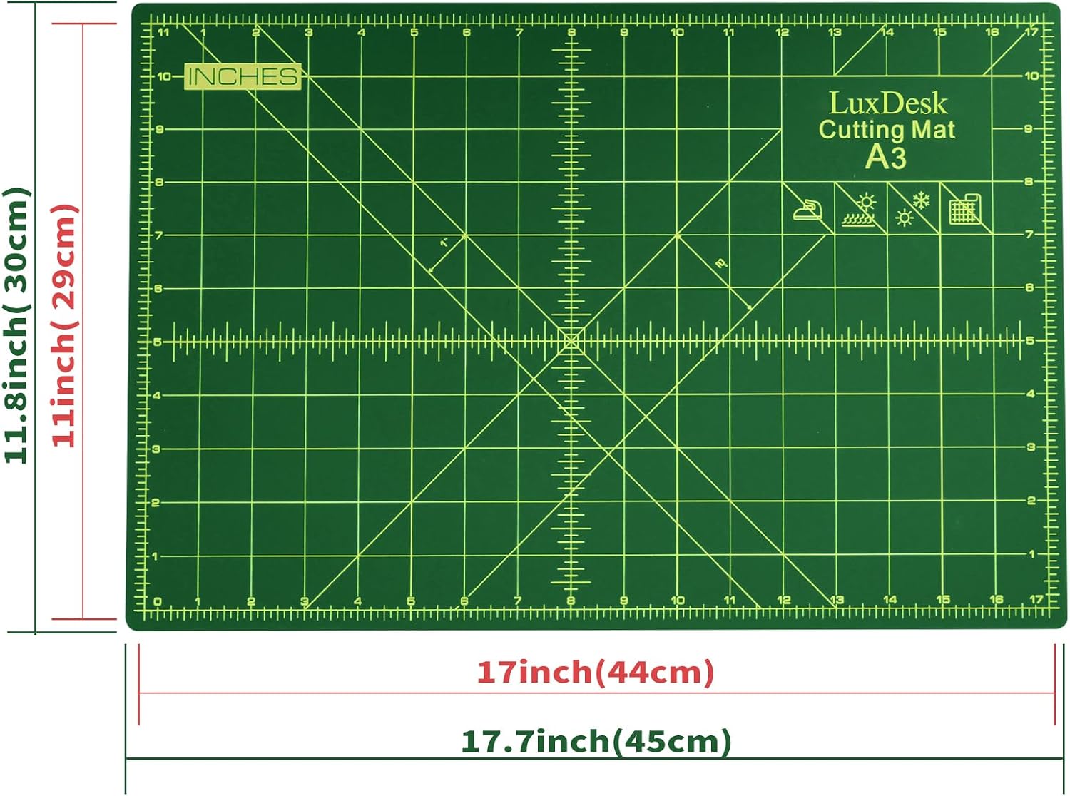 Self Healing Cutting Mat 12 x 18 in, A3 Double Sided 5-Ply Rotary Cutting Mat for Sewing, Quilting, Crafts and Fabric, Durable Craft Cutting Board with Grid for Scrapbooking and Hobby Projects