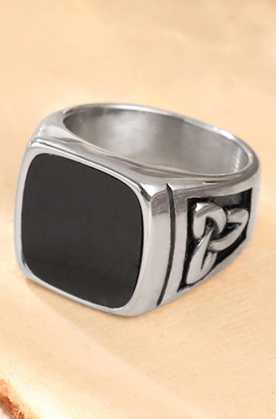 Stainless Steel Square Shaped Silver Rings for Men