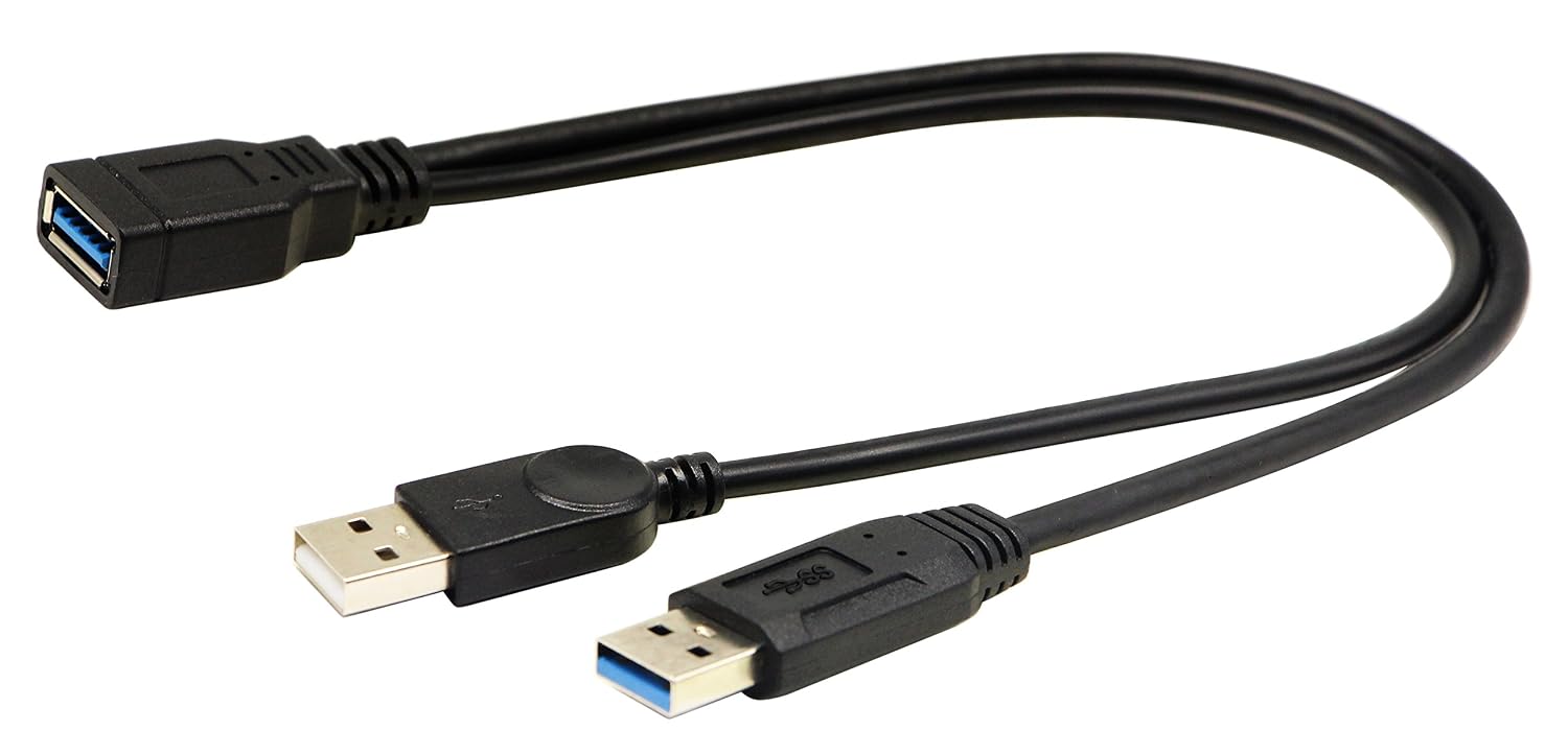 zdyCGTime USB 3.0 Extender Cable USB 3.0 Female to USB 3.0 & USB 2.0 Male Extra Power Data Y Splitter Charger Extension Cable(33CM/13inch)