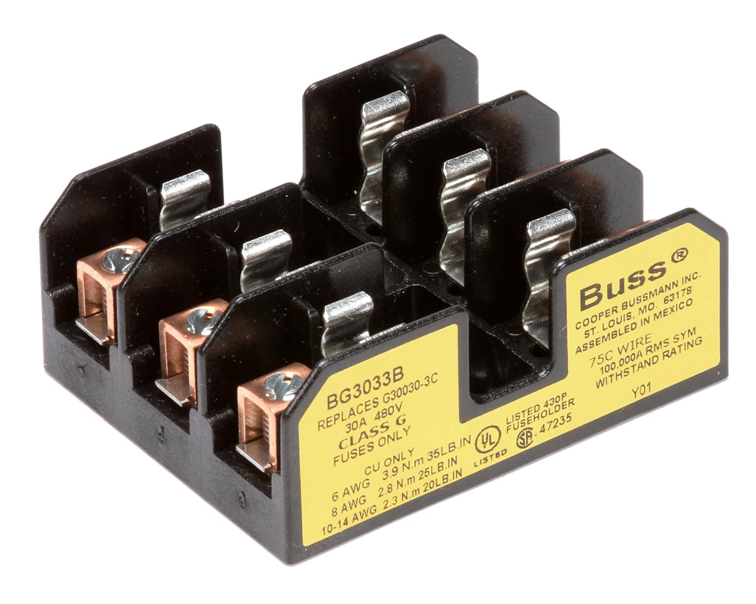 Cleveland 109180 3 Pole 30 Amp Fuse Block