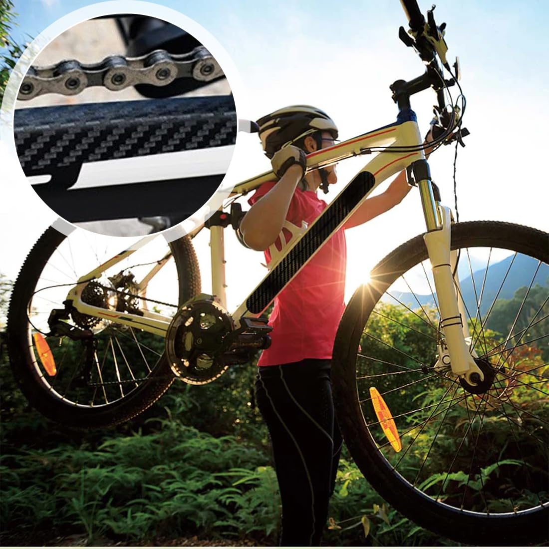 GLPRKOW 3 Stück Fahrrad Rahmen Schutz Carbon Aufkleber, Fahrrad Schutz Lackschäden Rahmen Aufkleber, Fahrrad Rahmen Schutzfolie Folie, Fahrrad Schutzfolie Aufkleber, für Fahrrad, Mountainbike etc Sport & Freizeit