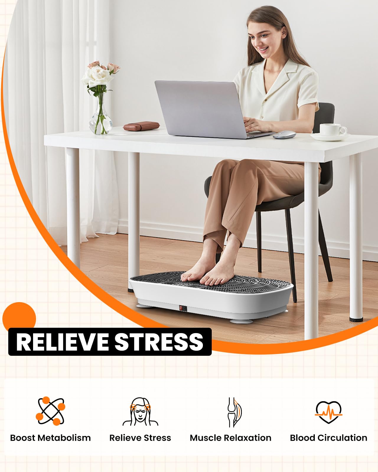 Vibration Plate Exercise Machine - Bluetooth Music & 400LBS Capacity Vibration Plate for Lymphatic Drainage & Weight Loss with 99 Speed Levels, Whole Body Vibration Plate for Home Fitness