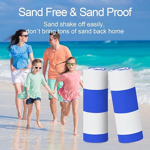 Miniatura 7 de Toalla de playa de microfibra de gran tamaño, toalla de viaje mediana (63 x 32 pulgadas), toalla de secado rápido para nadar, piscina, toalla de