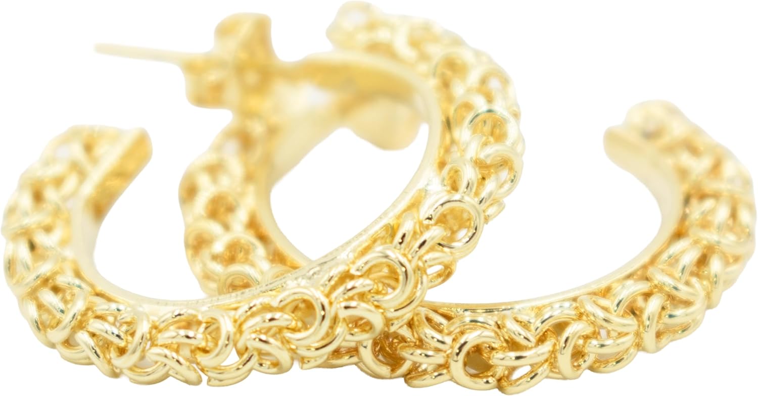 0.90" Inch Knot Texture Huggie Hoop Earrings, 18k Yellow Gold Filled - Image 4