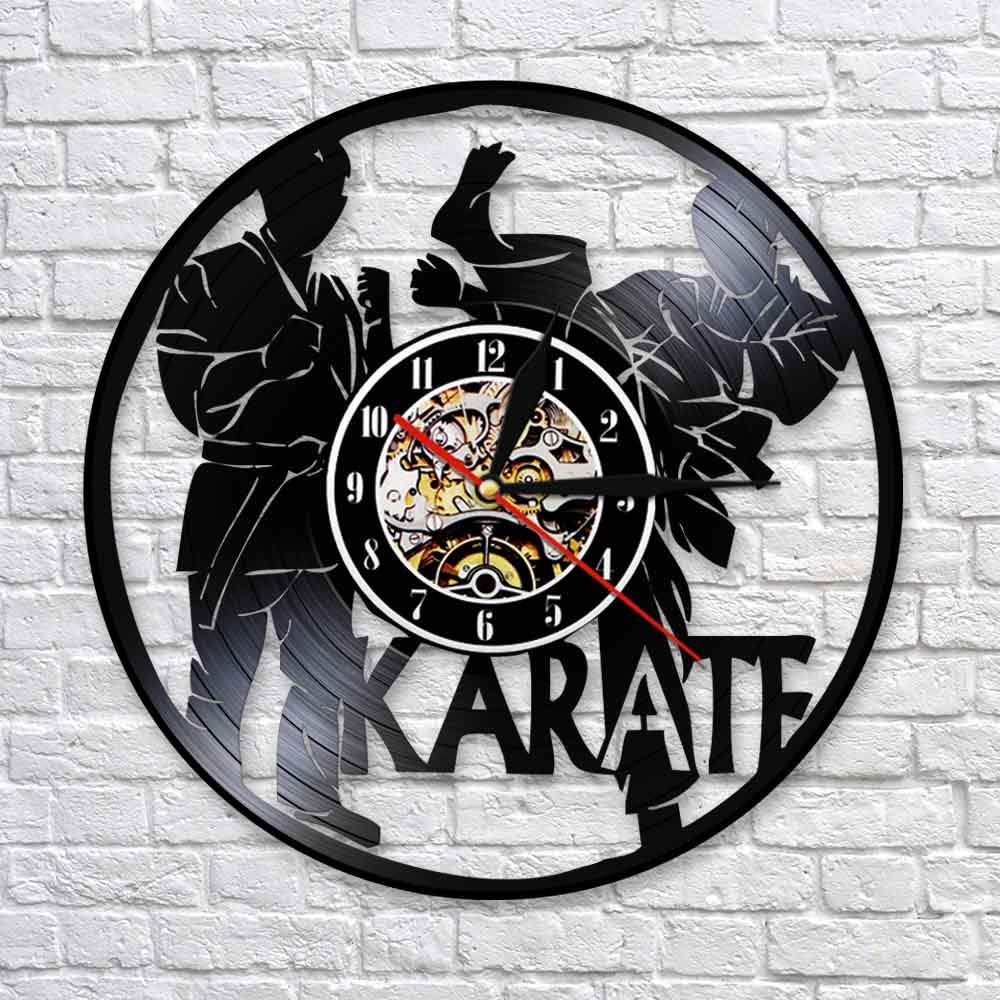 Dia 30cm International Karate Vinyl Record Orologio da parete Karate Partice Decorazione da parete Combattimento Karate Orologio vintage Regalo per amanti dello sport da combattimento 7 colori che c