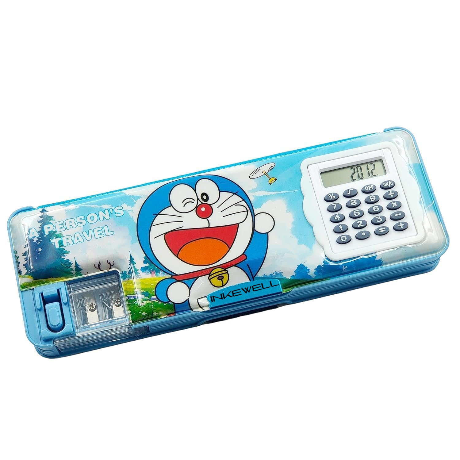 INKEWELL Doraemon Cartoon charactor Theme Pencil Box Geometry Box with Calculator & Integrated Sharpener & Dual Side Magnetic Flap Pencil Box for Kids | Best Return Gift for Kids (B0D5QWCVCY) Amazon Price History, Amazon Price Tracker