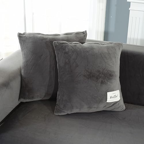 Miniatura 8 de MIFXIN Fundas para sofá seccional, 2 piezas de terciopelo elástico en forma de L, fundas elásticas para sofá seccional en forma de L, protector de